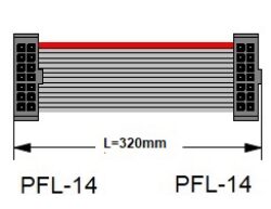 Flachkabel anschließen: SM C01 RC5B-2.54-14 2 B-28AWG-E-320mm-Gr - Schmid-M: SM C01 RC5B-2.54-14 2 B-28AWG-E-320 mm-Gr; Flachbandkabel 14 Adern 28AWG RM 2,54 mm; 2x Stecker PFL14 grau; Kabellnge L: 320 mm